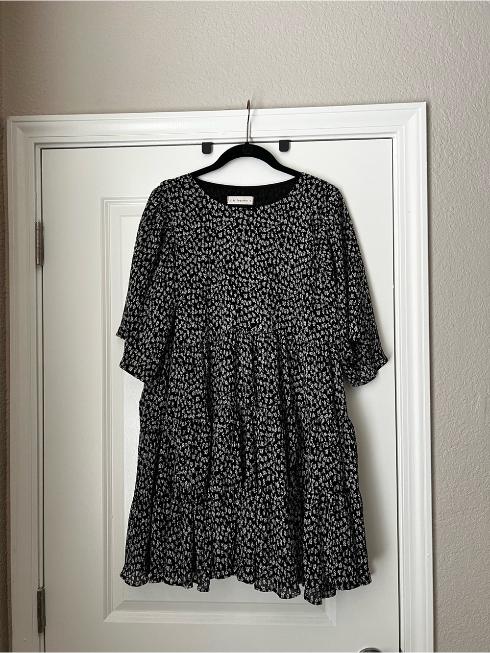 Black & White Ditsy Floral Dress